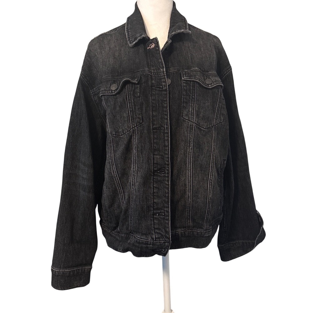 Pilcro and the Letterpress Anthropologie Black Denim Jacket Womens Large L